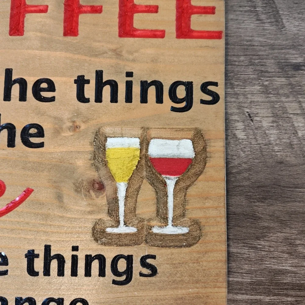 Handmade Wood Wall Sign 12X11 Large Brown Coffee Wine‎ Serenity Prayer Carved